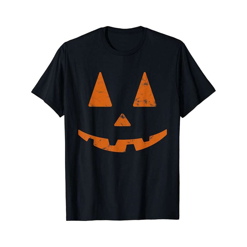 Designer T shirt Smiling Halloween Pumpkin Face Orange Lantern - 220g T shits