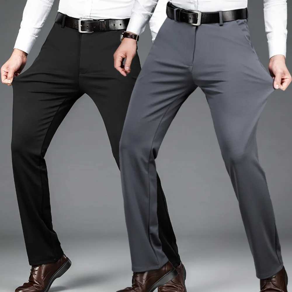 Elastic Mens Suit Pants Thin Straight Leg Pants Wrinkle Resistant NonIroning Streetwear Mens Pants Business W250826