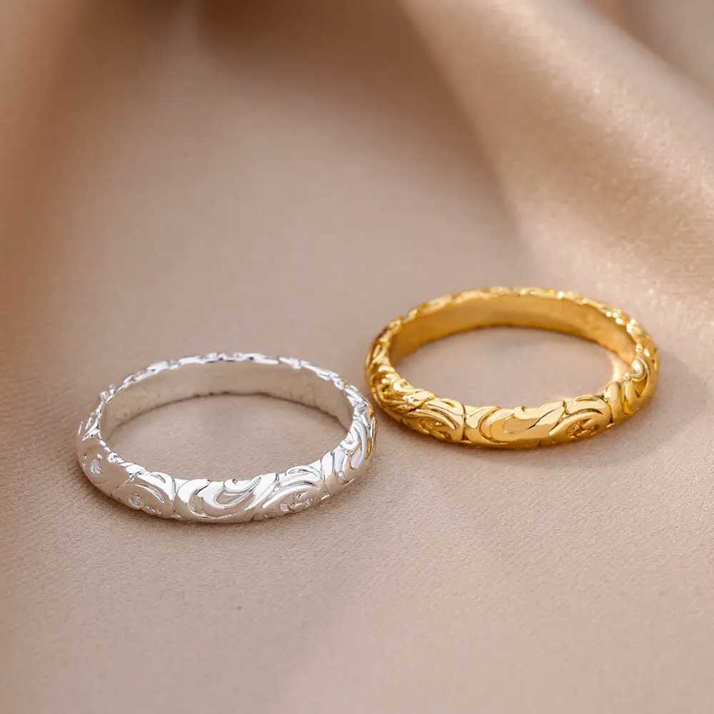 Stainless steel ring mens gold wreath mens engagement wedding party finger jewelry gift 2024 trendXJ250412