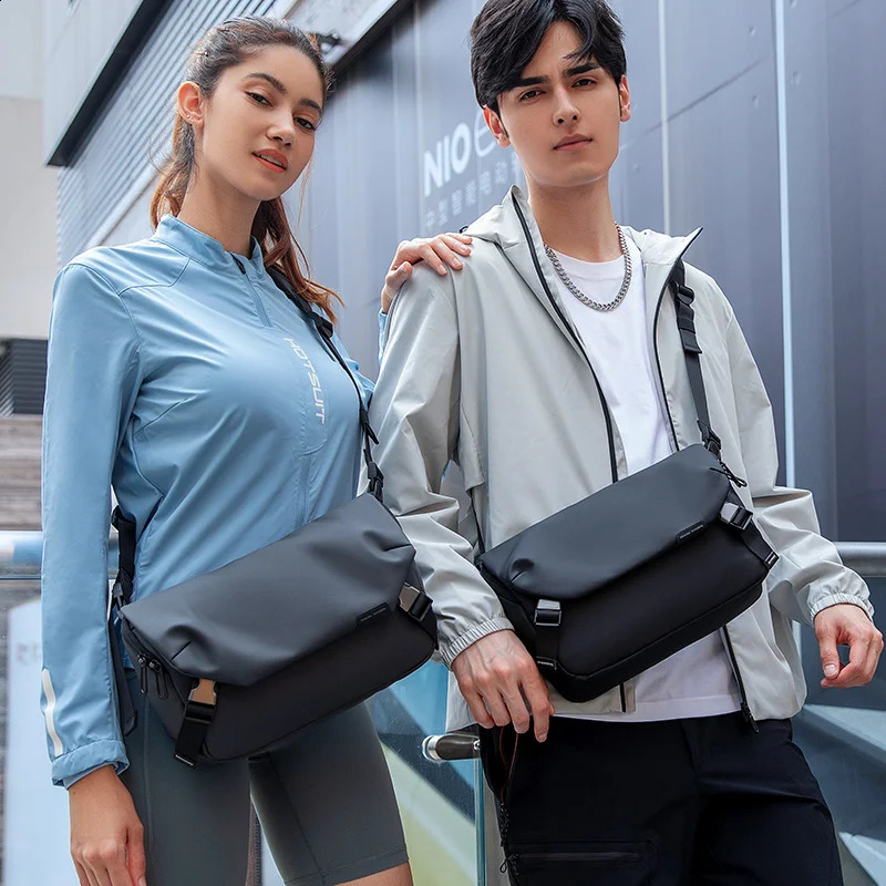 Mark Ryden Leather Waterproof Multi functional Messenger Bag Large Capacity Sling Shoulder Bag Mens Cross Bag 250411