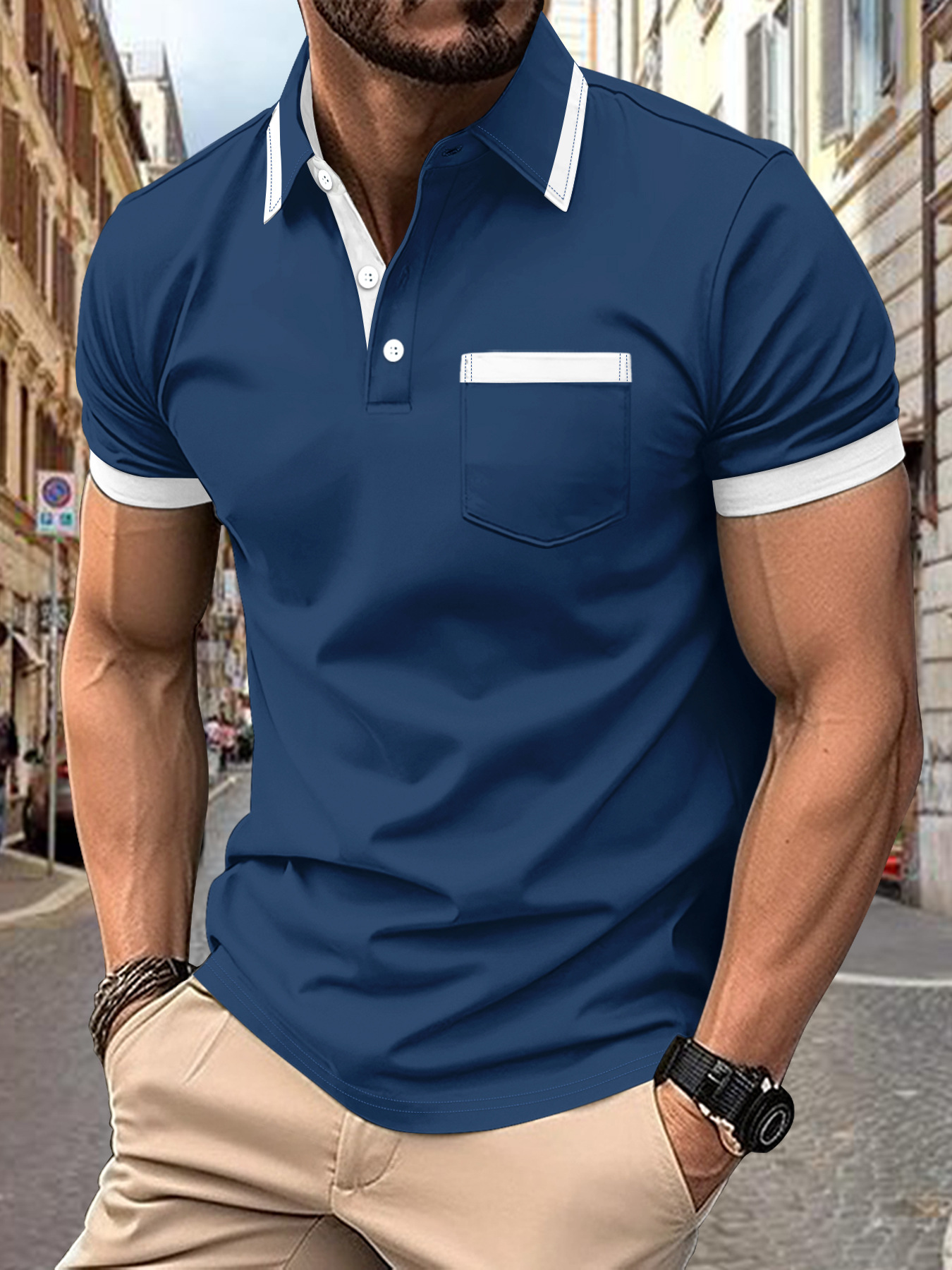 New Arrival Summer High Quality Vintage Polo Shirt Casual Polo Shirts Men's Short Sleeve Polos black white