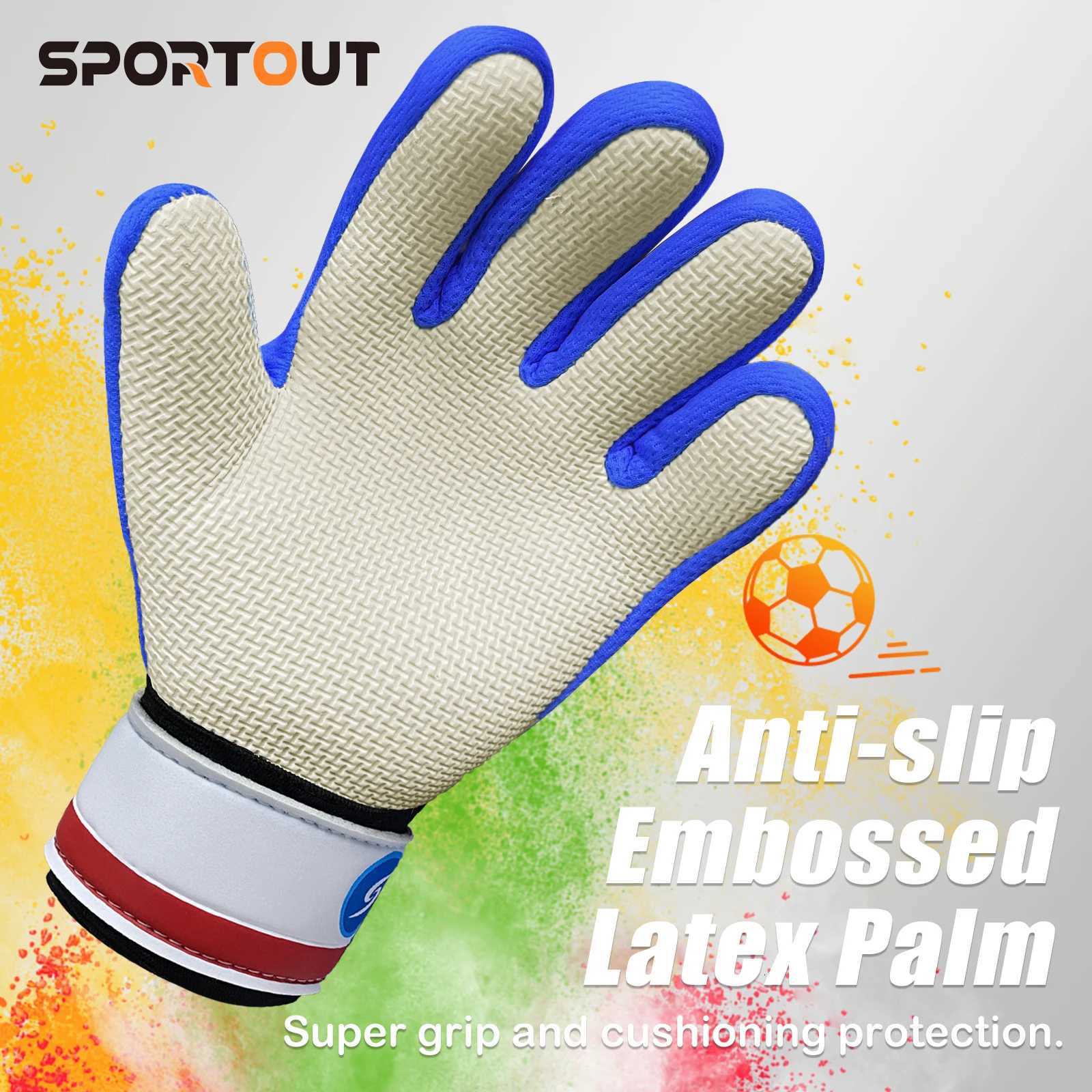 Football Goalie Gloves with Double Wrist Protection and Non-Slip Latex MaterialW251112
