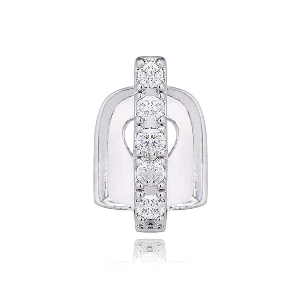 Single row ice out mini paving full CZ teeth Grillz mens and womens hip-hop charm jewelry top and bottom charm grill W250412