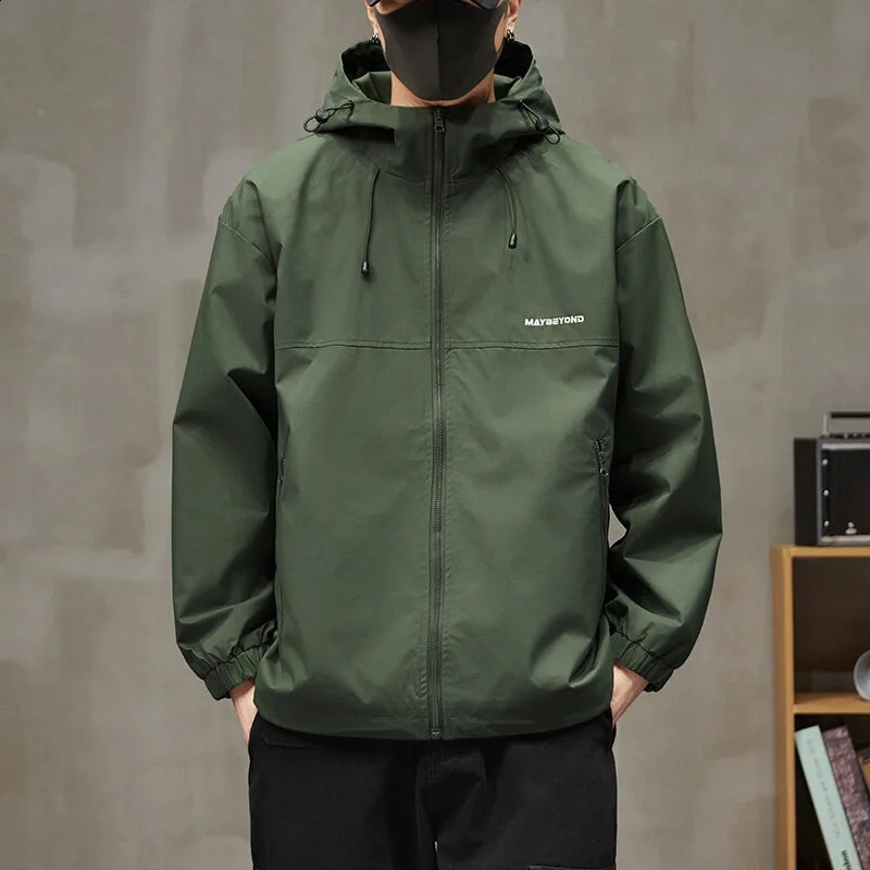 mens casual jacket for autumn and winter thick wool lining slim fit hooded jacket windproof outdoor sports 250411