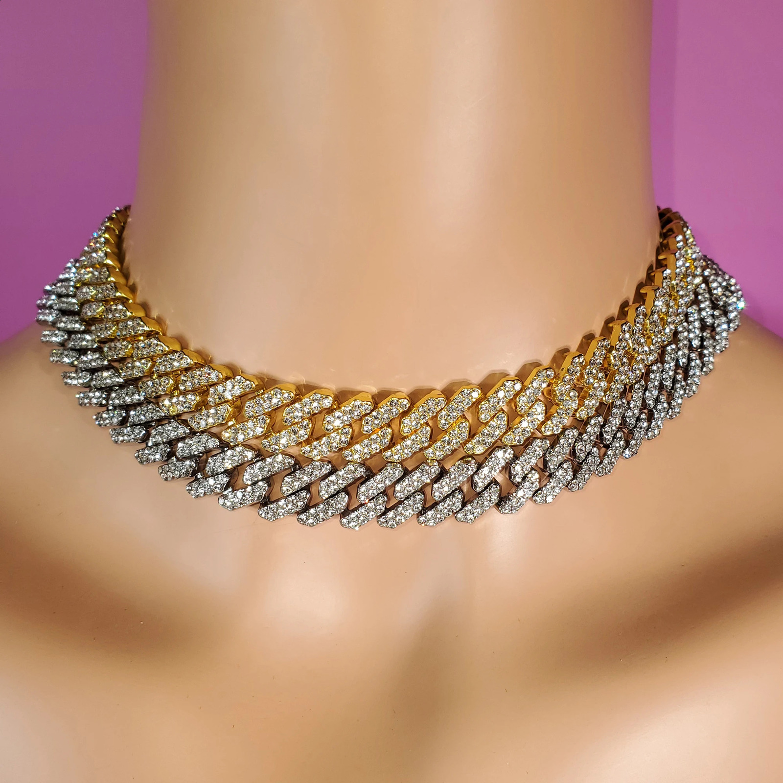 Bling Cuban Link necklace trend accessories rhinestone necklace womens banquet jewelry gifts 250409