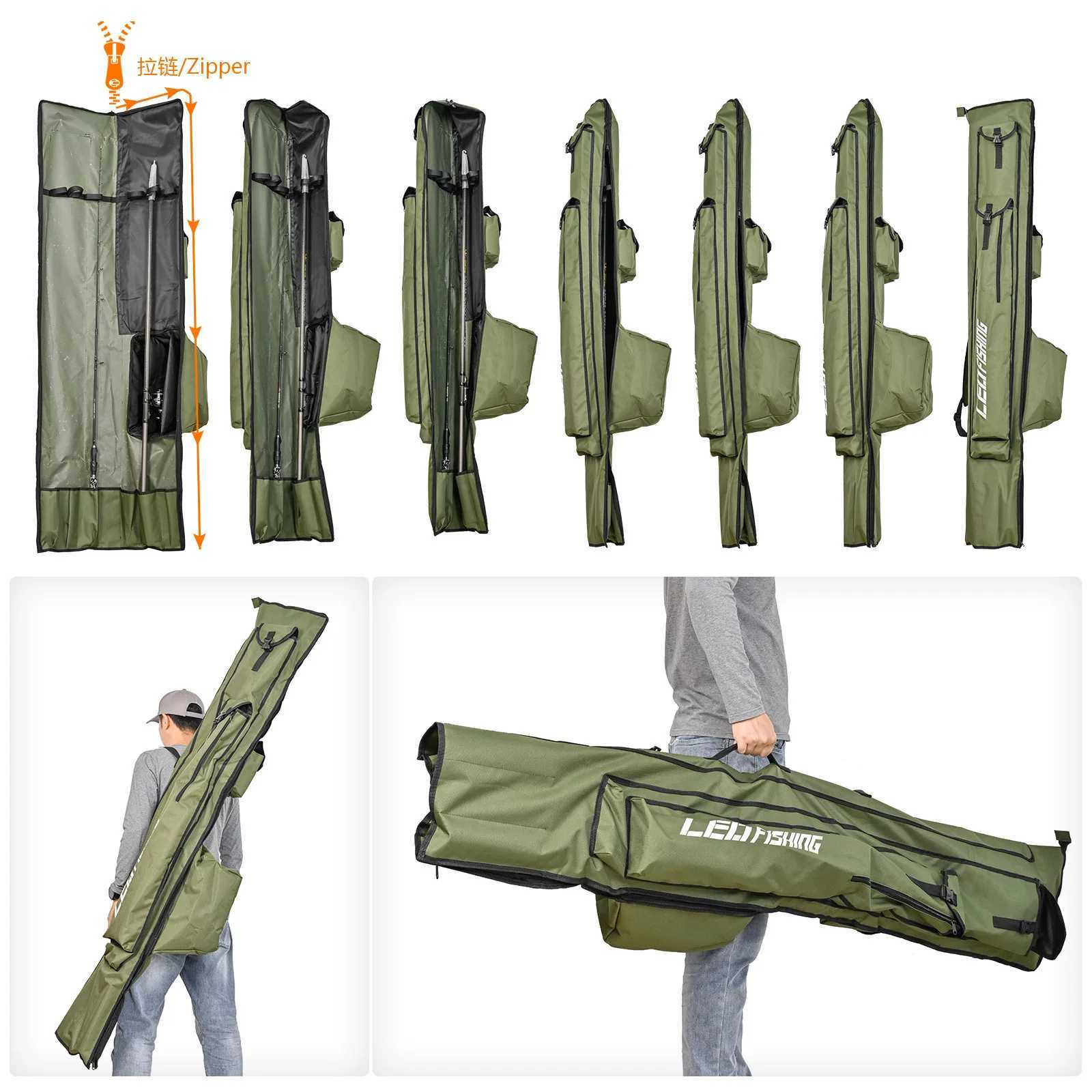 175/195CM Carp Fishing Rod Long Bag 1000D Oxford Protable Foldable Storage Case Large Waterproof Fishing Lure Tackle Bag Z250411