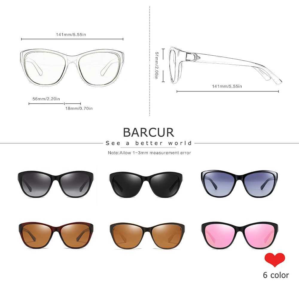 BARCUR TR90 Ladies sunglasses Gradient UV400 Cat Eye Sun Glasses Polarized lunette de soleil femme Z250411