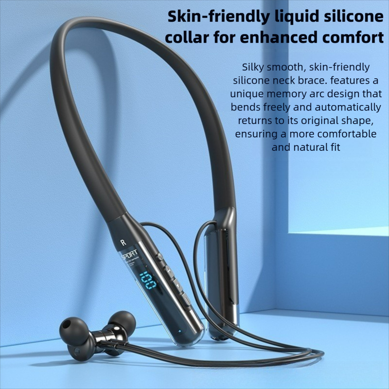 BT125 Gaming & Sports Bluetooth Neckband Headphones, ENC Wireless Earbuds with long endurance and Digital Display, IPX5 Waterproof for Mobile Gaming &