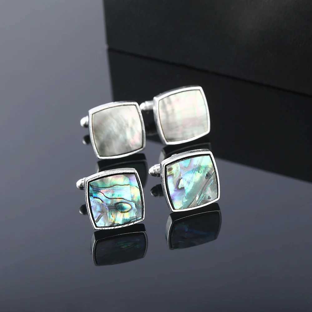 French shirt colored shell stone cufflinks mens square oval heart-shaped set cufflinks dustproof formal jewelry accessoriesT250412
