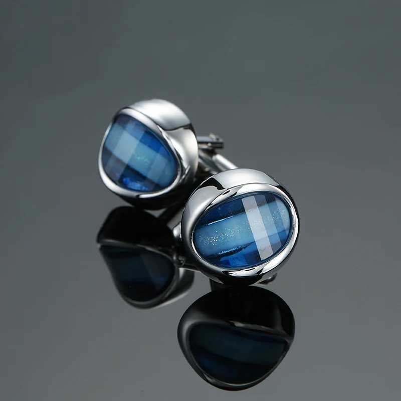 High quality blue round cufflinks brand new and fashionable French shirts mens wedding crystal cufflinksT250412