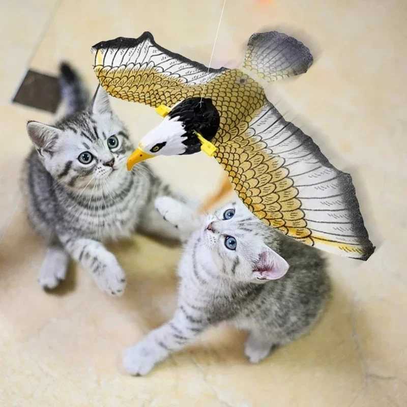 Simulated bird interactive cat toy electric suspension eagle flying bird flying bird glowing grabbing rope pet toy Y250412