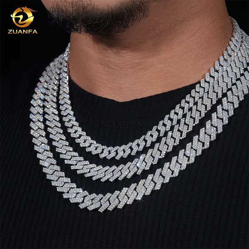 Cheap 8mm 10mm 12mm 13mm Vvs Moissanite k Men's Quick Delivery Hip Hop Style Iced Cuban Chain