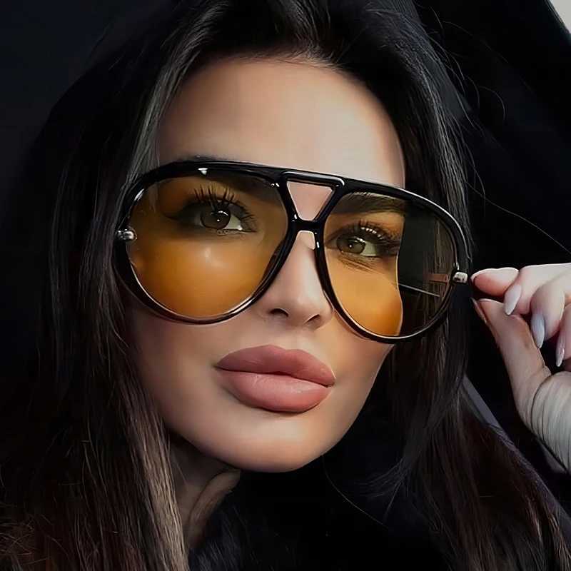 Oversized Oval Punk Pilot Sunglasses Women Big 2025 Luxury Brand Vintage Metal Frame Sun Glasses for Ladies UV400 Shield Eyewear Z250411