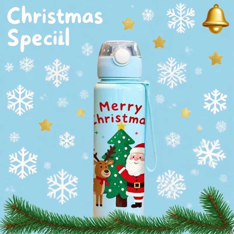 Christmas 3D Printed 700ml Christmas Water Bottle with Cute Santa Reindeer Design Cartoon Cute High Appearance Plastic Water Cup Y251112