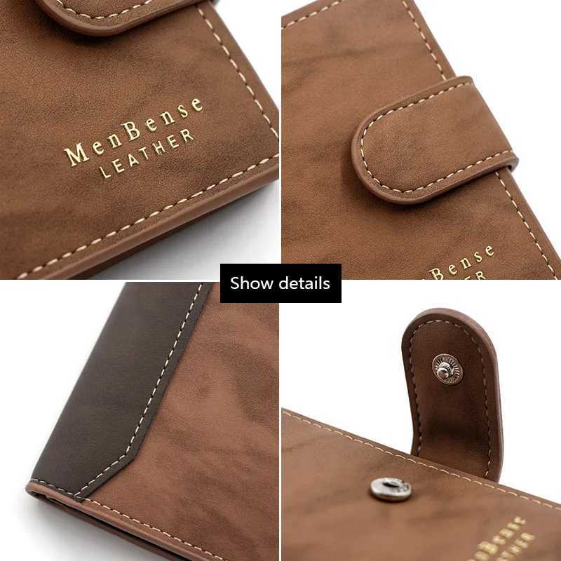New mens wallet ultra-thin card holder PU leather name printing mens wallet mini photo holder three fold bag frosted mens wallet Z250411