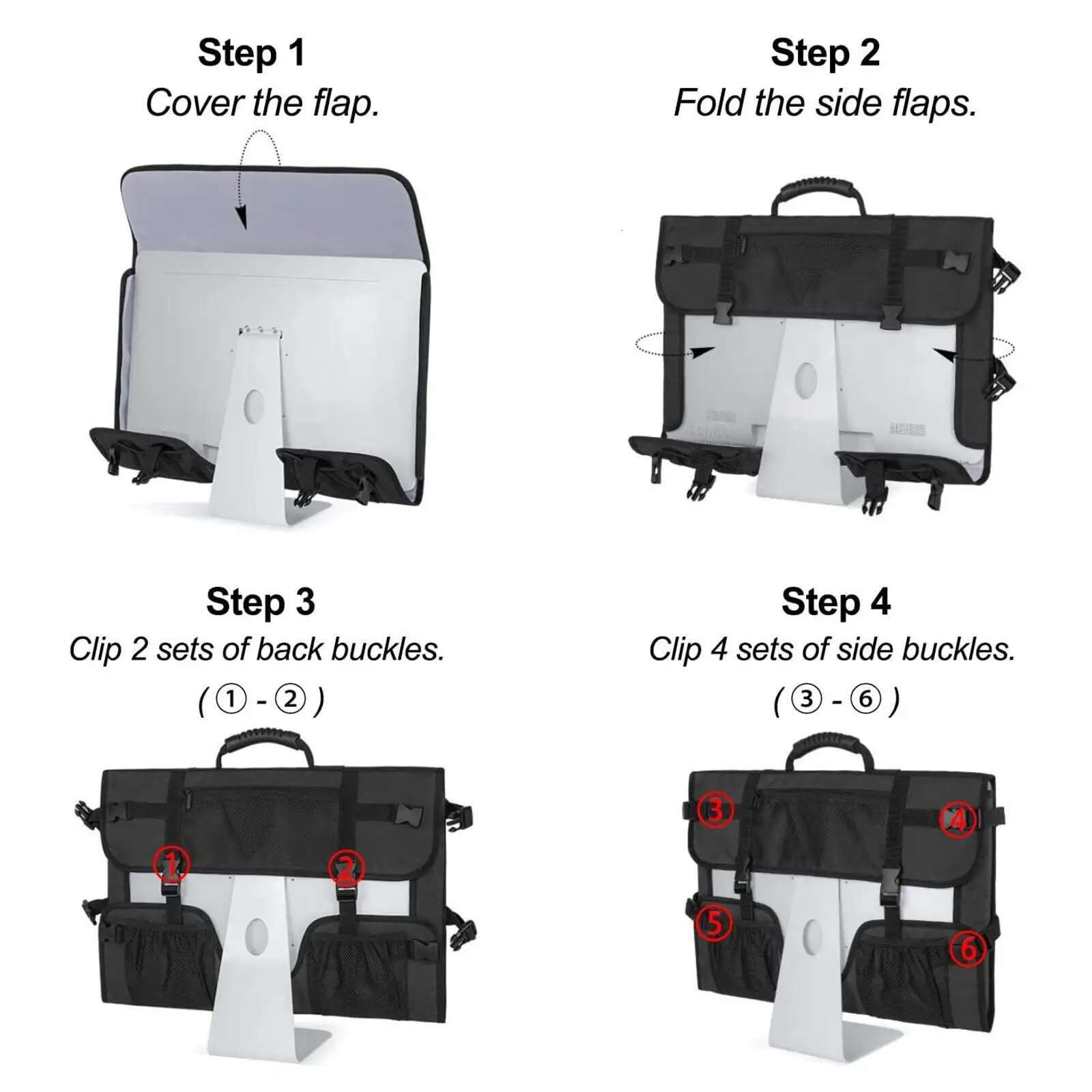 27Inch Monitors Carrying Case Protective Bag Portable Folding Desktop Computer Dust Cover For Cable Travel Office Home