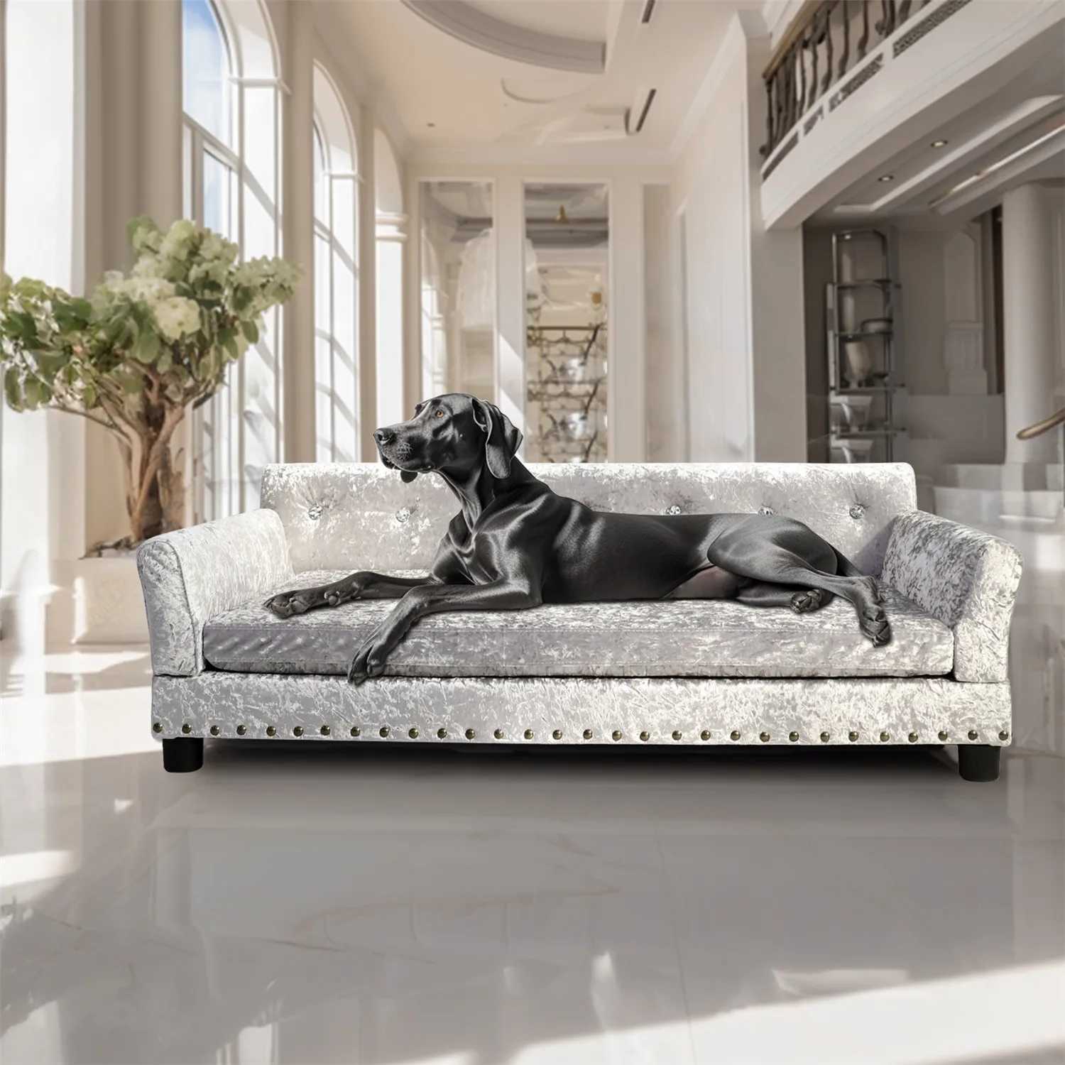 Bingo Paw Large Dog Sofa Bed Luxury Plush Elevator Giant Dog Sofa Bed Made of Velvet X250412