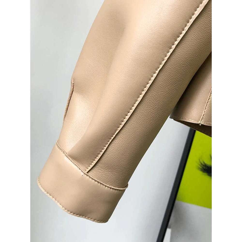 FTLZZ Spring Autumn New Fashion Faux Soft Jacket Women Loose PU Leather Short Coat One Button Locomotive Chic Outwear