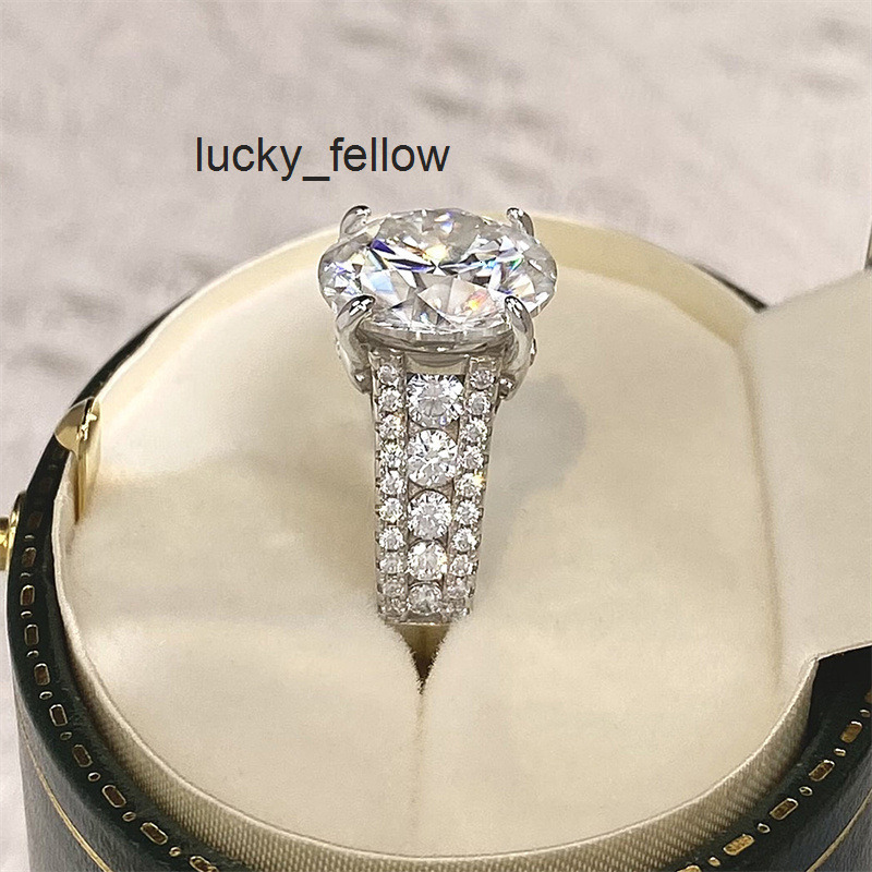 Super Large 10Carat Sparkling Moissanite Ring Pass Diamond Tester 925 Sterling Silver Round Cut Fine Jewelry Rings for Women