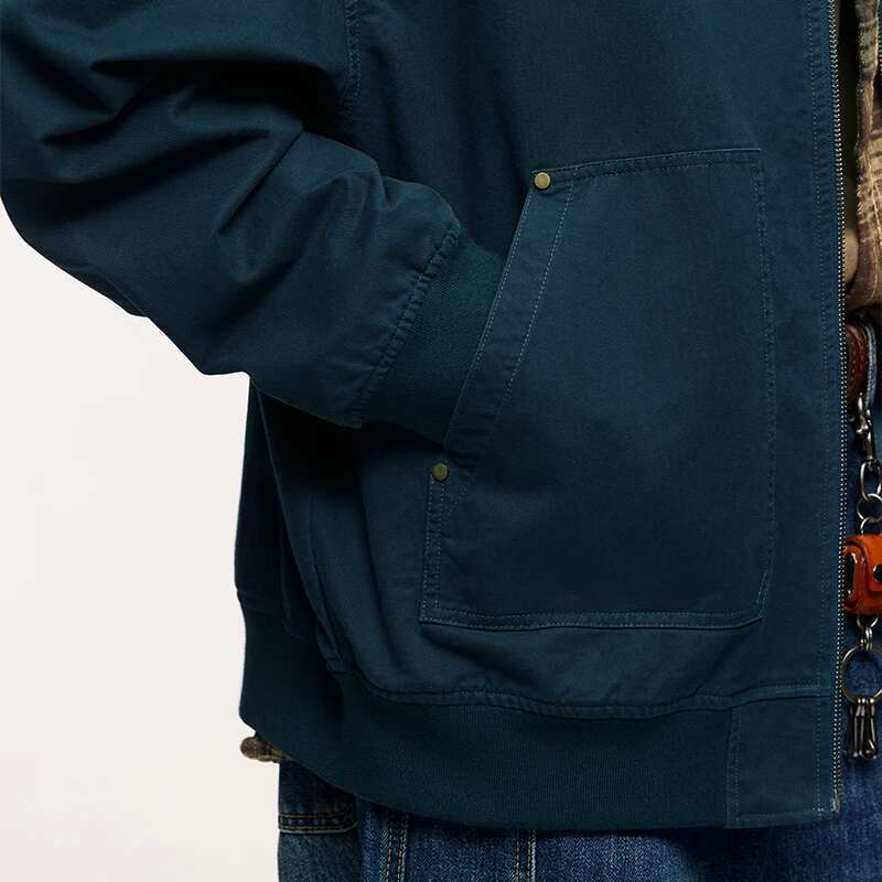 Detroit Stretch Cargo Men Corduroy Vintage Color-Block Turn-Down Collar Short Style Jacket