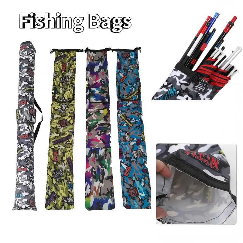 Outdoor Folding Fishing Bag Waterproof Large Capacity Fishing Rod Tackle Storage Bag Oxford Canvas Camouflage Fishing Pole Pouch Z250411