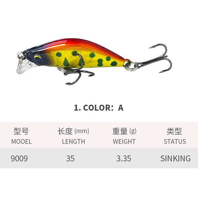 Minnow Submergence Lures Artificial Bait 35mm/3.35g Surface Fishing Hard Bait Luya Bait Plastic Bait Bionic Bait Fishing Gear L Z250411
