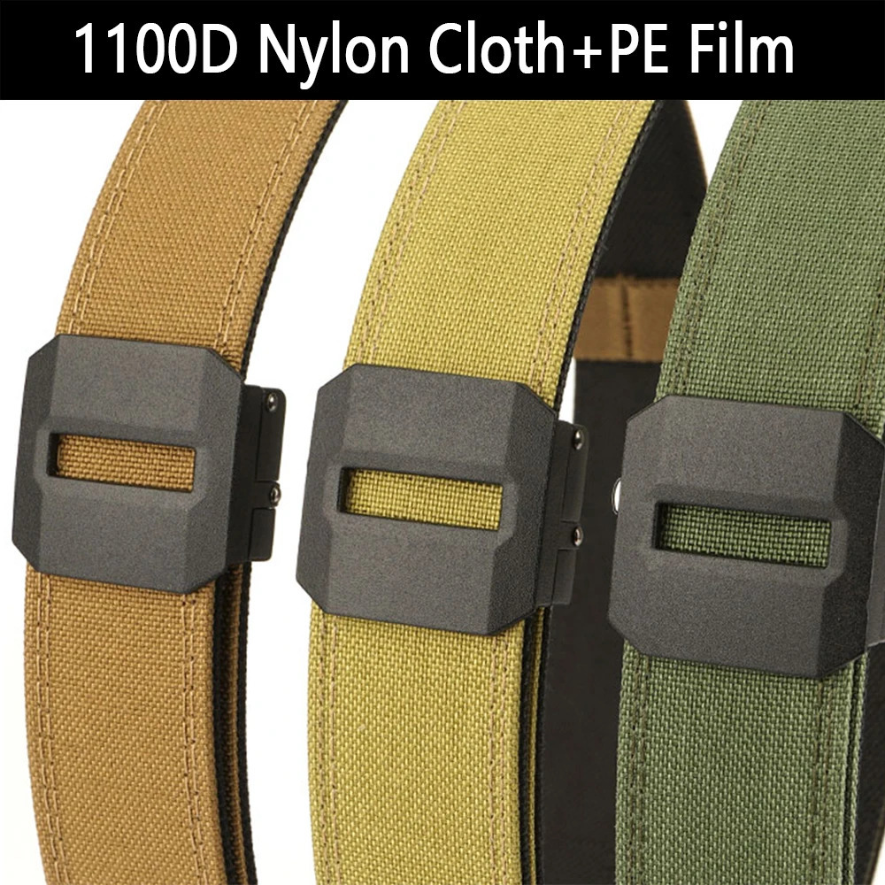 TUSHI Hard Tactical Belt for Men Gun Belt EDC Metal Automatic Buckle IPSC Nylon Outdoor Sports Girdle Male Military Belt 250407