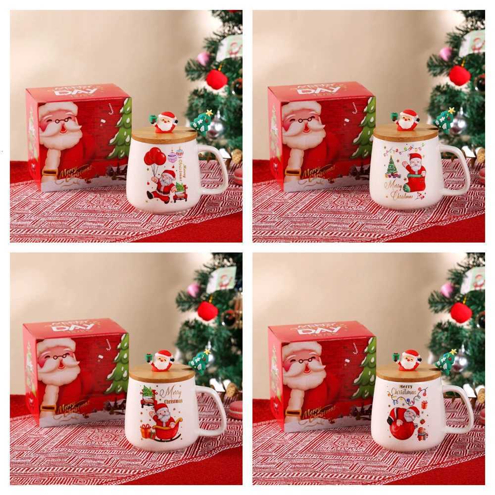 Christmas Christmas Themed Santa Reindeer Ceramic Coffee Mug with Lid and Spoon Perfect Holiday Gift Y251112