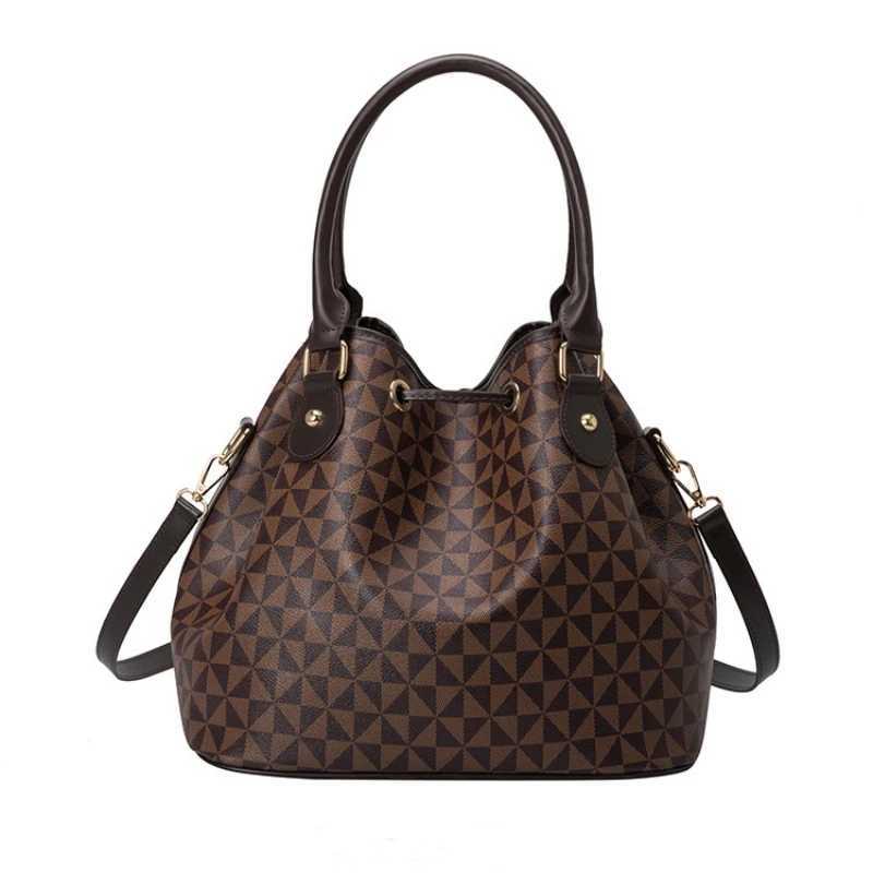 New Fi Womens Bucket Bag Trend Brand Printed Shoulder Bag Large Capacity Elegant Cross Body Bag Designer Luxury HandbagXJ250412