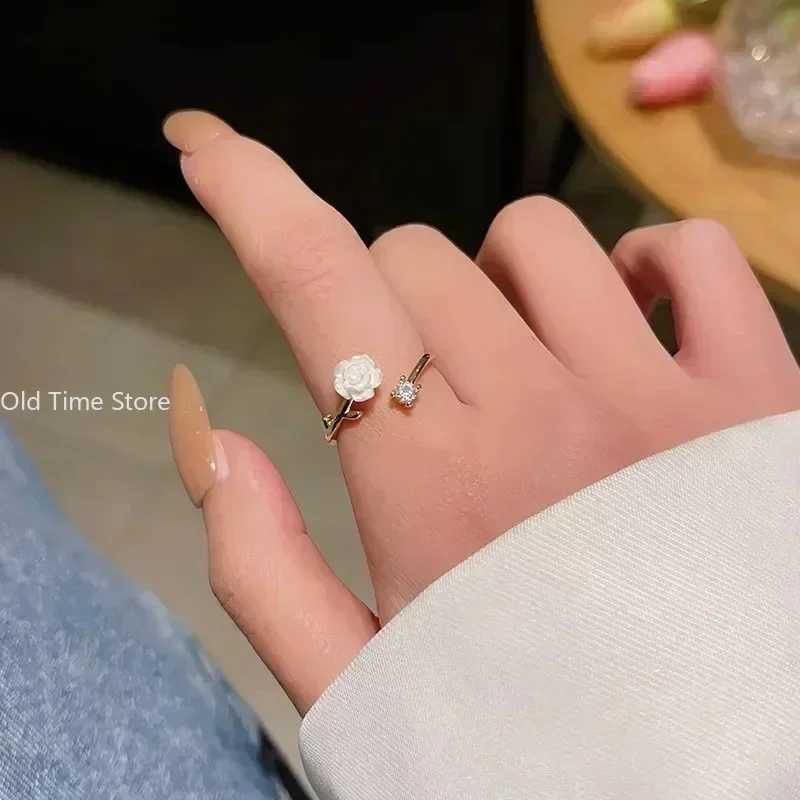 Trend Luxury Womens Ring Gold Plated Stainless Steel Rose Ring Fashion Jewelry Temperature Anillos MujerXJ250412