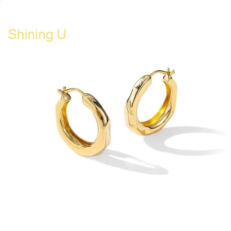 Shiny U retro light yellow gold ring earrings suitable for womens fashion jewelry gifts 250409