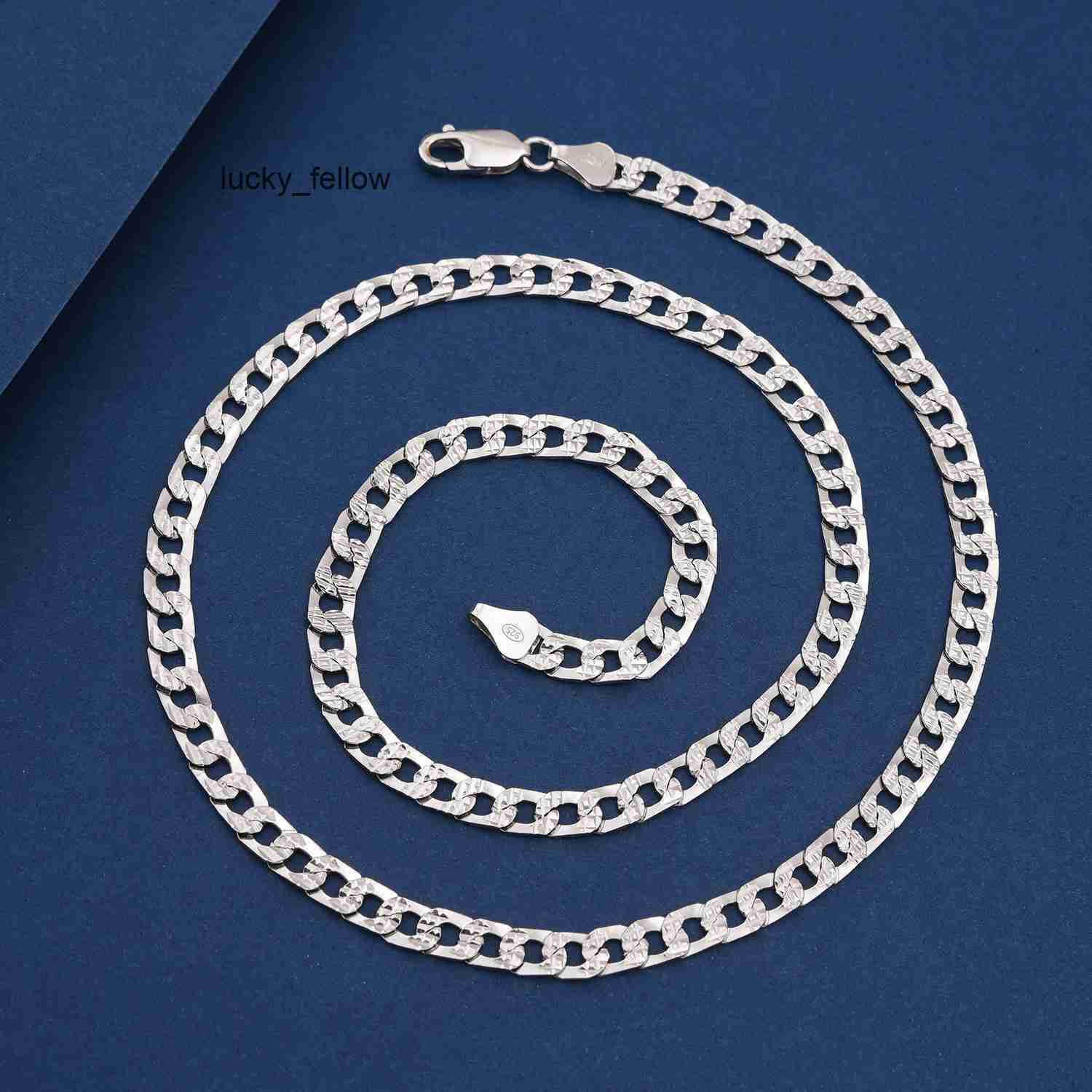 925 Sterling Silver Italian Chains Hip Hop Jewelry 6mm Chunky Diamond-Cut Cuban Link Chain Necklace for Men Women