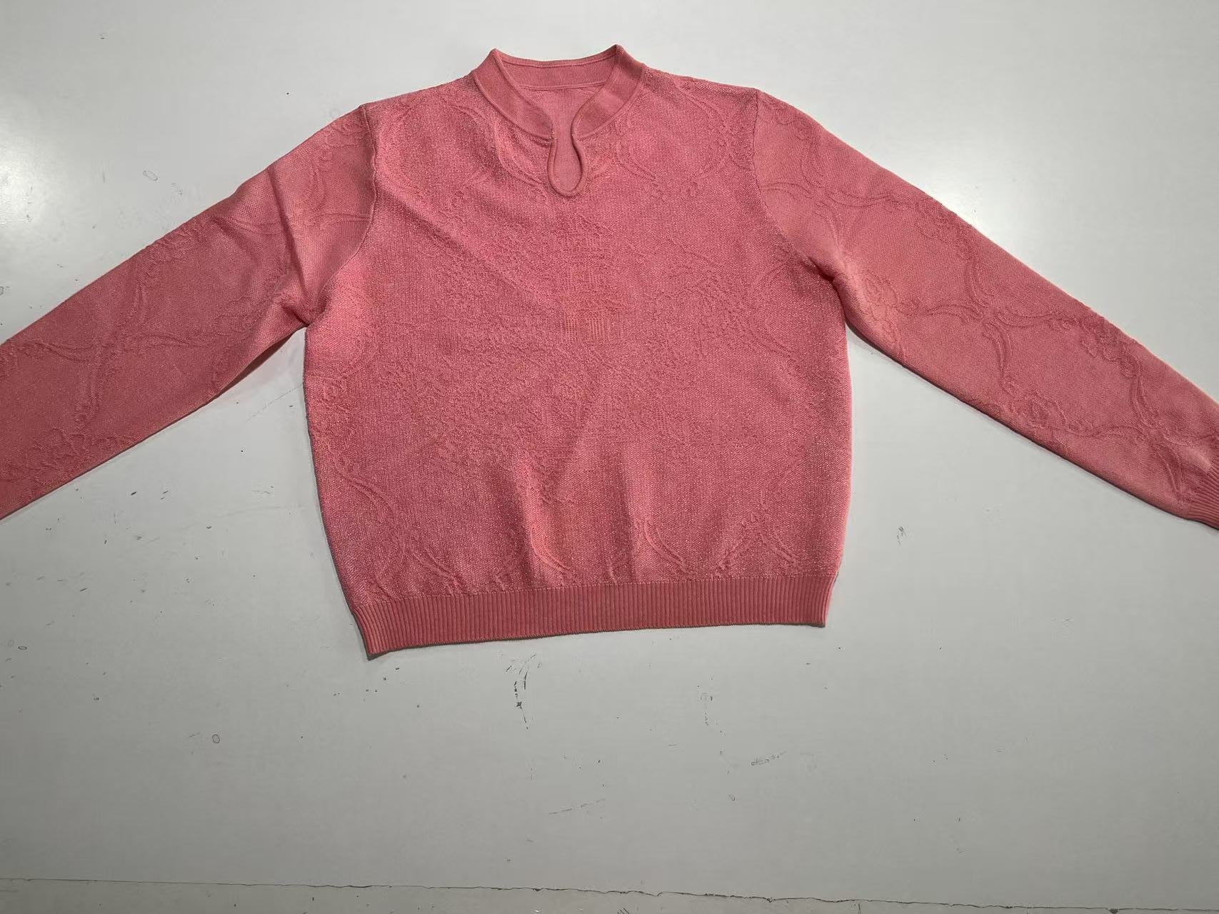 New Chinese style cheongsam collar organza wool blend full piece jacquard sweater