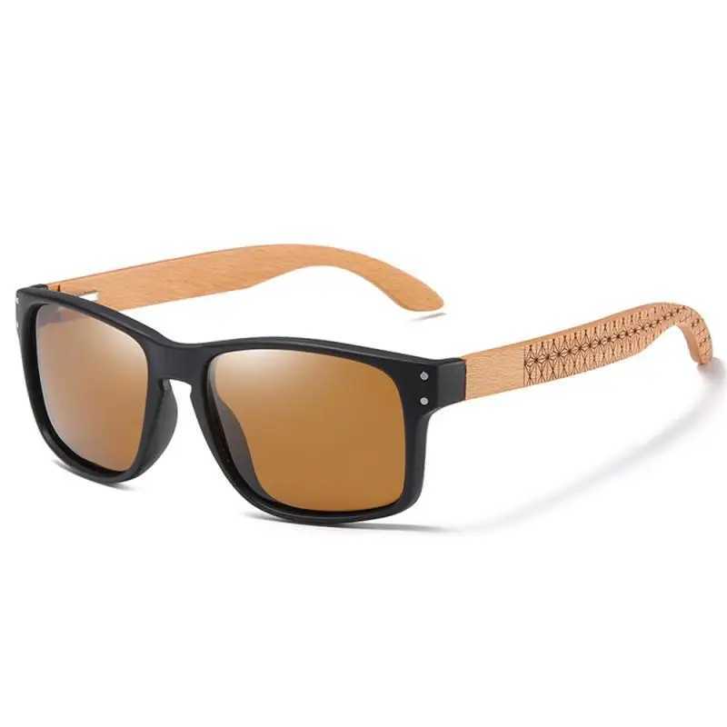 Natural Bamboo Wooden Sunglasses Handmade Polarized Glasses Mirror Coating Lenses Eyewear Outdoor Sun Protection Sunglasses Z250411