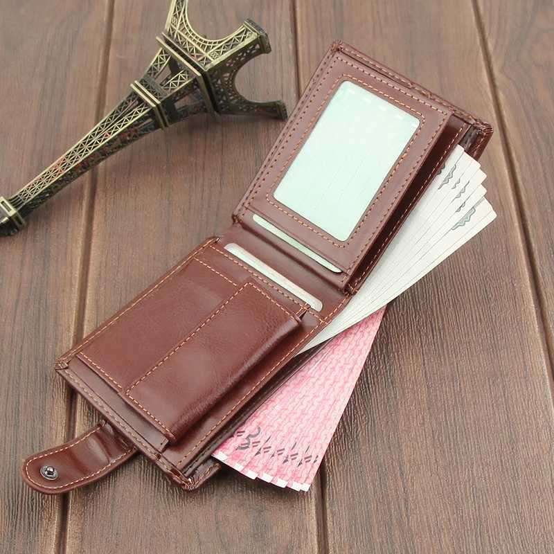Leather mens wallet coin pocket small wallet mens wallet card holder mens clutch wallet Z250411