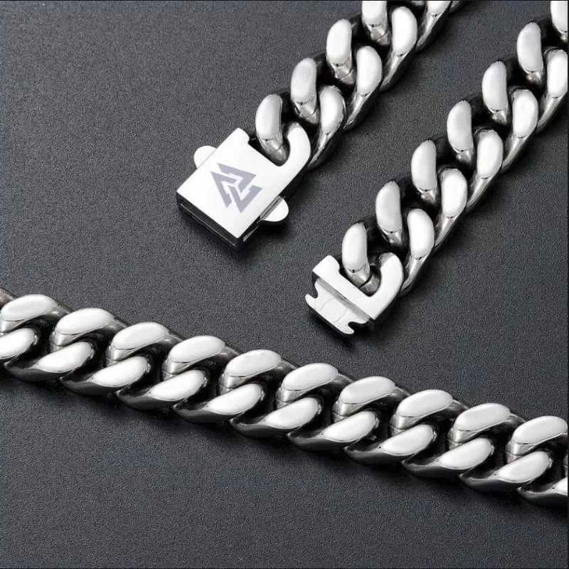 Punk Hip Hop Cuban Chain Mens Bracelet Stainless Steel Fine Polished Chain 7mm/9mm Four Sides Cut Boyfriend GiftC250411
