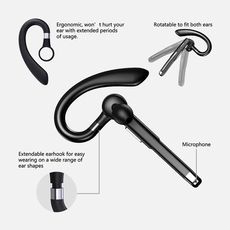 Hanging wireless Bluetooth earphones with digital display, popular business model YYK520, in car dual label intelligent noise reduction