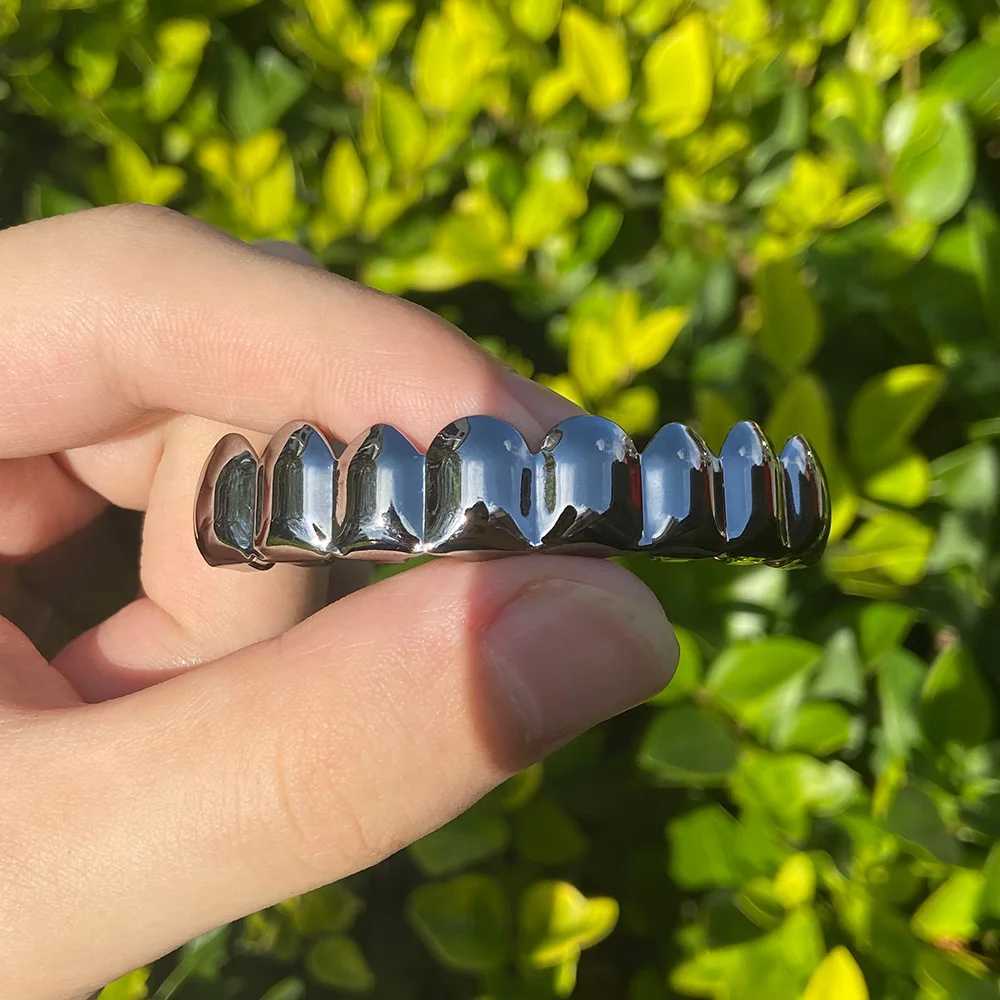 Rachelz Hip Hop 8/6 Black Teeth Grillz Punk Top Bottom Smooth Hat Decoration Womens Jewelry Halloween Role Play W250412