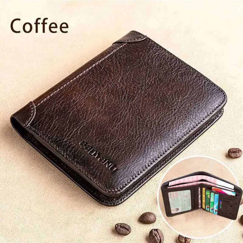 Leather wallet with commercial design and Rfid protection for short card holders coin wallet mens commercial wallet handbag Z250411