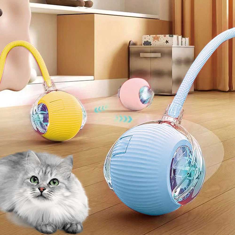 Cat dog interactive ball toy automatic rolling ball with tail rechargeable smart pet interactive toy cat smart mouse Y250412