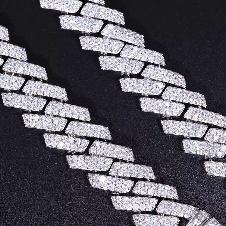 Cuban Link Chain Bracelet 15mm Wide Pure Silver 925 Stylish Hip Hop Chain Plated 18k Gold