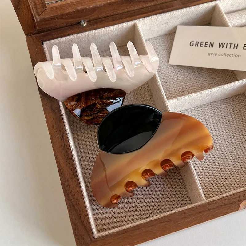 Retro patchwork acetic acid hair clip womens headscarf 2024 high-quality Korean elegant geometric hair clip Y2504012