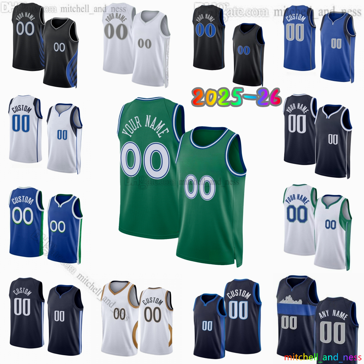 Custom 2025-26 City 32 Flagg Printed Basketball Jersey 3 Davis 11 Irving 31 Thompson 00 Christie 13 Marshall 10 Williams 5 Russell 21 Gafford 41 Nowitzki Jerseys Shorts