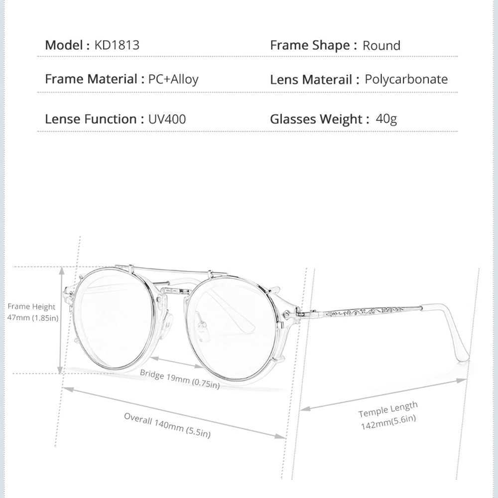 KDEAM Flip Sunglasses Vintage Women Clip On Lens Round Sunglass Female Exquisite Carved Glasses Temple With Zipper Case Z250411