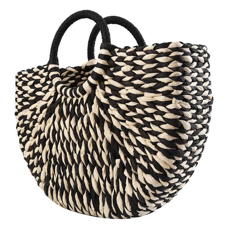 Womens new Imitati Str handbag womens handmade basket Rattan handbag womens simple full Mah handbagXJ250412