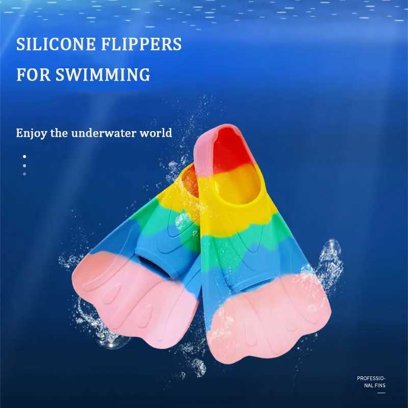 PROfESSional silicone short flip frog shoes suitabLE for children adults free swimming inflatabLE sports equipment special finsY250412