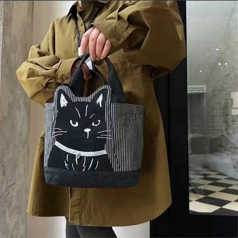 PU handbag embroidery 3D black handbag lunch bag womens shopping fabric cross body wallet casual garbage bagXJ250412