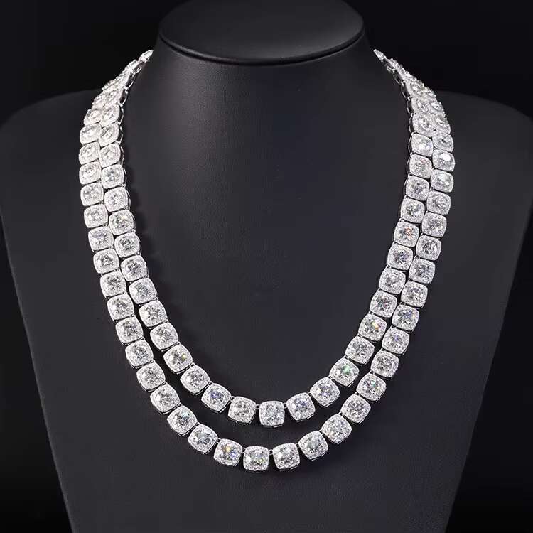 Customized 10mm Wide Sterling Silver Tennis Chain VVS D Color Moissanite Diamond Bracelet Perfect Anniversary Gift Necklace