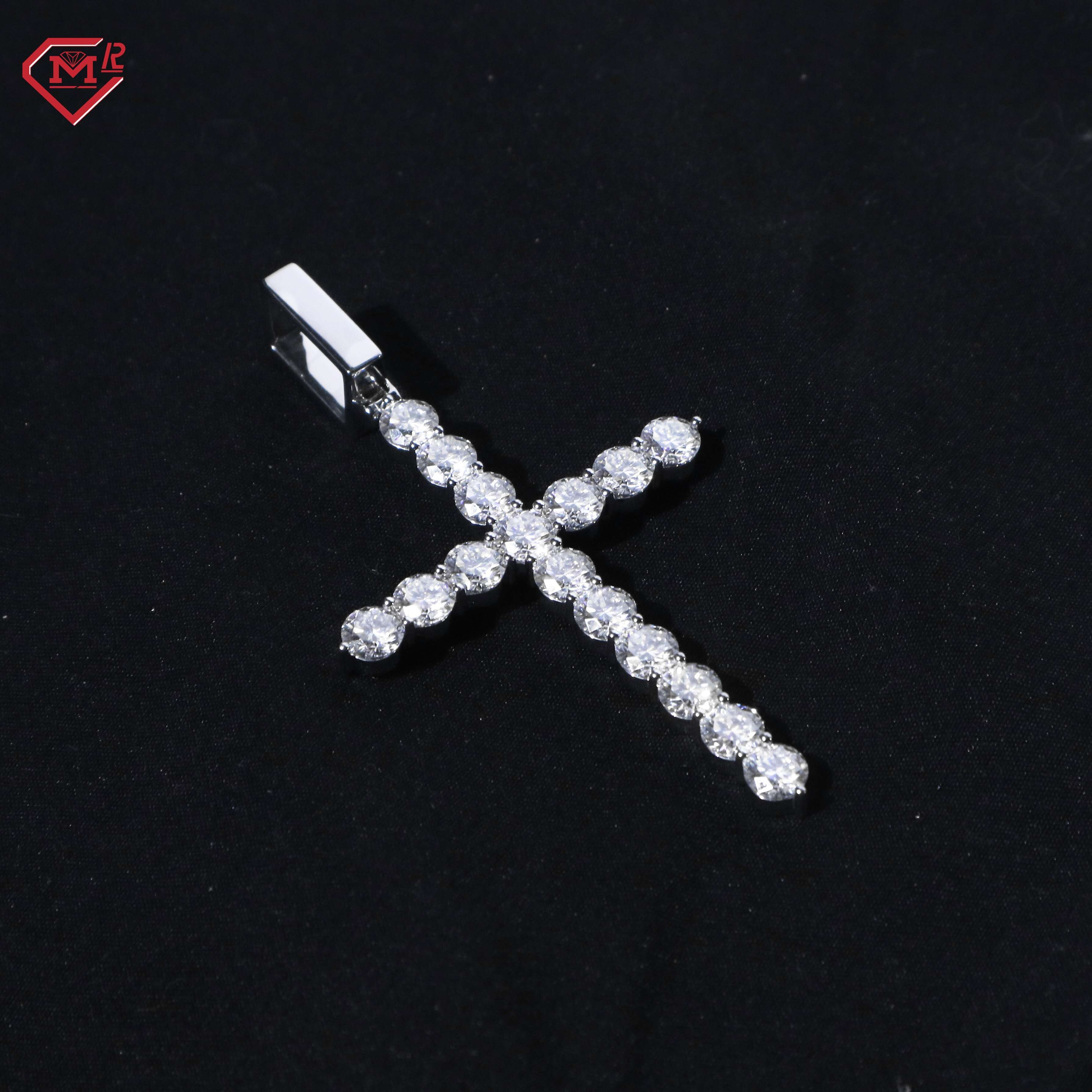 Super Sparkling Moissanite Cross Pendant 925 Sterling Silver Hiphop Custom Vvs Moissanite Pendant