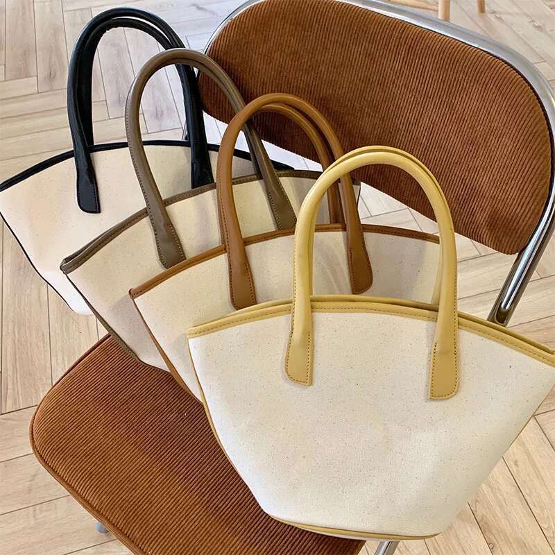 Portable Canvas Large Capacity Women's Versatile Fashion Vegetable Basket Tote Bag, Bucket Bags